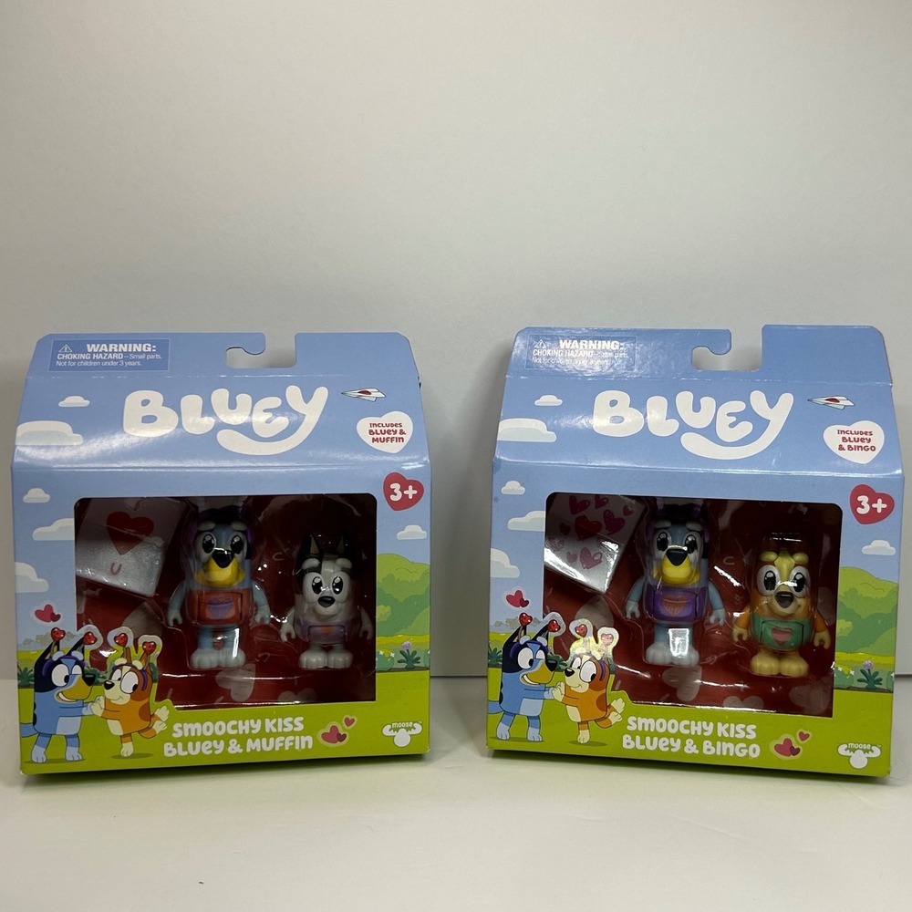Bluey Smoochy Kiss Figure Sets Bluey Muffin‎ Bingo 2-Pack Bundle Moose Toys